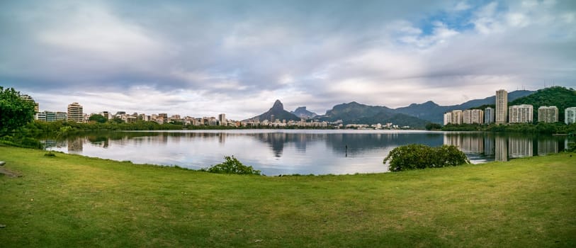 Stunning view of Rio's lagoon framed by Two Brothers hill and Pedra da G�vea mountain.