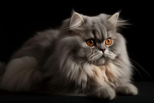 Portrait of a cute cat looking away. British longhair cat.