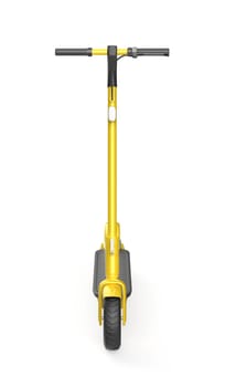 Front view of yellow electric scooter on white background