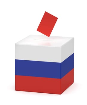 Concept image for election in Russia, ballot box with voting paper