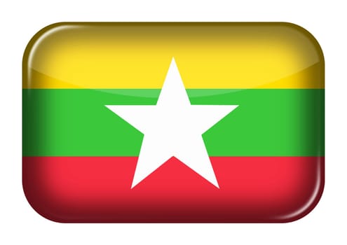 A Myanmar web icon rectangle button with clipping path 3d illustration