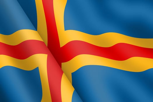 An Aland Islands waving flag 3d illustration wind ripple