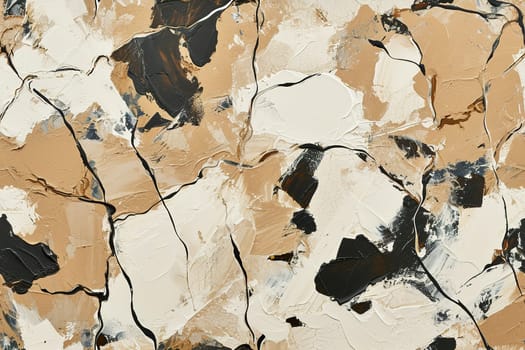 Abstract seamless pattern with textured beige palette and black strokes, evoking modern earthy feel, suitable for luxury wall coverings, artistic textiles, innovative packaging designs. Generative AI