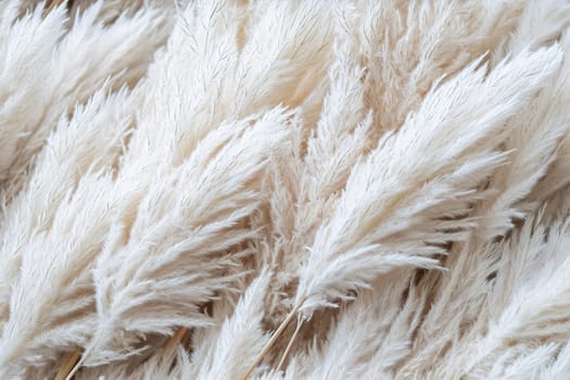 Elegant seamless pattern of pampas grass in neutral tones, perfect for sophisticated wallpapers and chic textile designs. Repeatable texture. Generative AI
