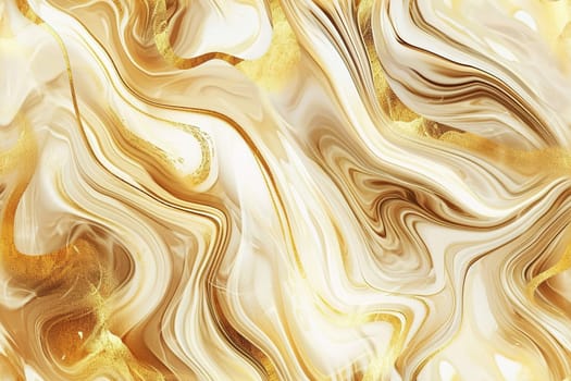 Sumptuous seamless pattern. Creamy beige base swirled with luxurious golden glitter, creating mesmerizing marble effect that's ideal for elegant backgrounds or chic textile designs. Generative AI