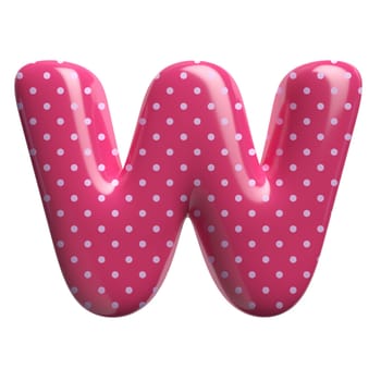 Polka dot letter W - Uppercase 3d pink retro font isolated on white background. This alphabet is perfect for creative illustrations related but not limited to Fashion, retro design, decoration...