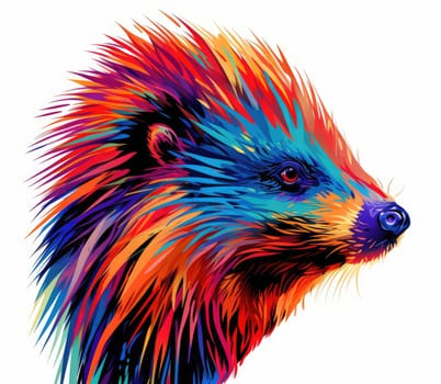 Porcupine in bright psychedelic pop art style isolated on white background. Template for t-shirt print, poster, sticker, etc.