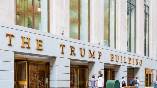 The Trump Building on Wall Street in the financial district of lower Manhattan. New York, New York, USA - July 15, 2023.