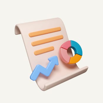 3d graph analysis business financial data. business strategy, evaluate the performance concept. icon isolated on white background. 3d rendering illustration. Clipping path..