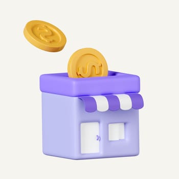3d business investment, growth calculate Finance saving concept. icon isolated on white background. 3d rendering illustration. Clipping path..