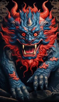 Asian Demonic Folklore Mask.  A mask of a demon for ritual purposes