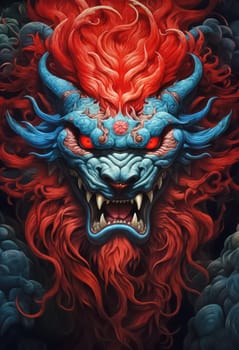 Asian Demonic Folklore Mask.  A mask of a demon for ritual purposes