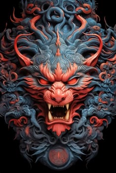 Asian Demonic Folklore Mask.  A mask of a demon for ritual purposes