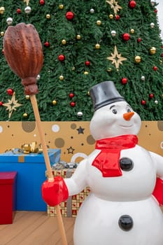 New Year's Christmas snowman as a close-up decoration. photo