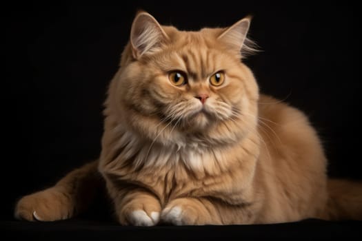 Portrait of a cute cat looking away. Highland fold cat breed.