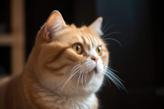 Portrait of a cute cat looking away. Savannah cat breed.