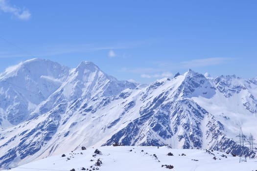 Beautiful mountains landscapes in winter with blue sky