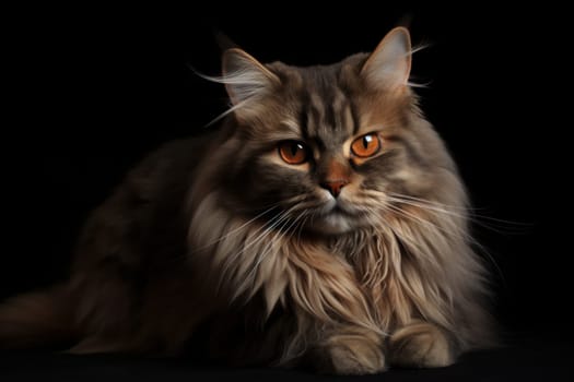 Portrait of a cute cat looking away. York Chocolate cat breed.