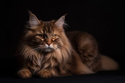 Portrait of a cute cat looking away. York Chocolate cat breed.