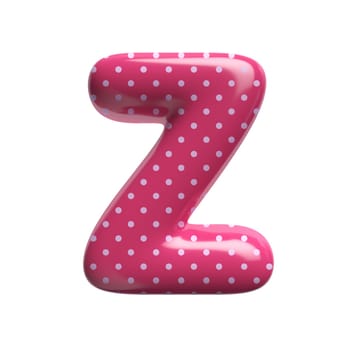 Polka dot letter Z - Capital 3d pink retro font isolated on white background. This alphabet is perfect for creative illustrations related but not limited to Fashion, retro design, decoration...