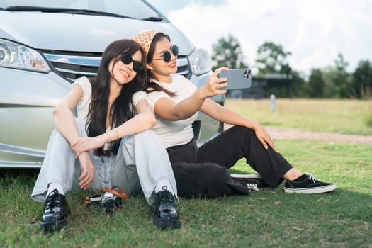 Young Asian woman traveler using a mobile. Journey trip lifestyle. travel concept.