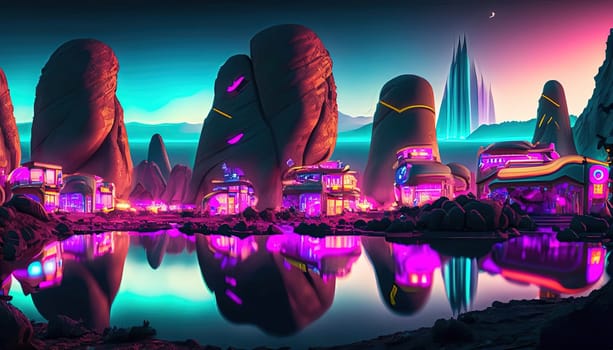 Fantasy alien world. 3D illustration of fantasy alien world.