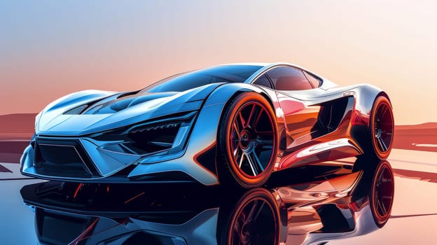 Digital concept car in a futuristic style. Future luxury sports car concept AI