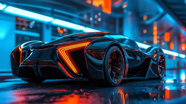 Digital concept car in a futuristic style. Future luxury sports car concept AI