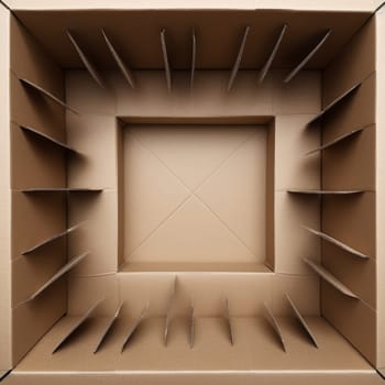 Paper cardboard box with open top on dark background isolated AI