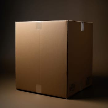 Paper cardboard box isolated. Standard packaging for postal parcels AI