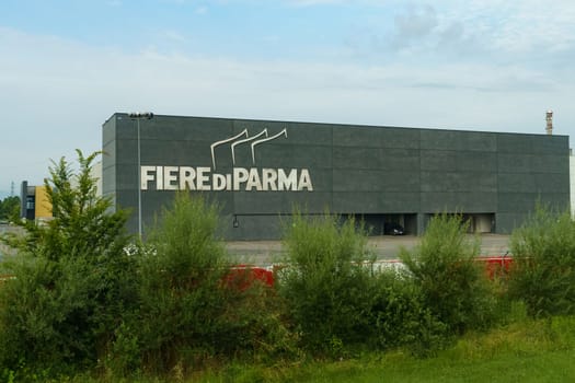 Parma, Italy - June 14, 2023: Fiere di Parma exhibition center building with logo.