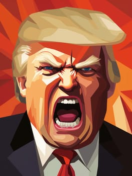 Caricature of angry former US president Donald Trump. Making America Great Again