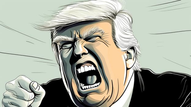 Caricature of angry former US president Donald Trump. Making America Great Again