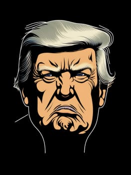 Caricature of angry former US president Donald Trump. Making America Great Again