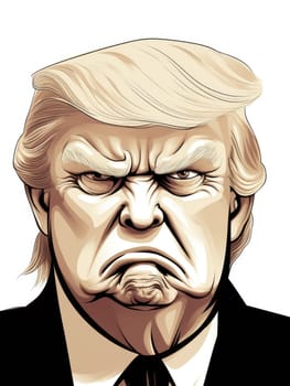 Caricature of angry former US president Donald Trump. Making America Great Again