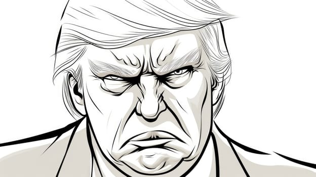 Caricature of angry former US president Donald Trump. Making America Great Again