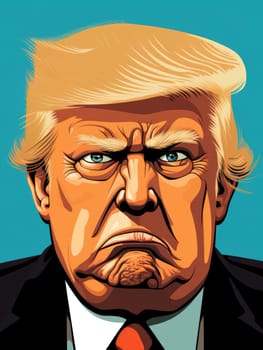 Caricature of angry former US president Donald Trump. Making America Great Again