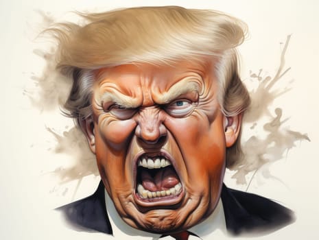 Caricature of angry former US president Donald Trump. Making America Great Again