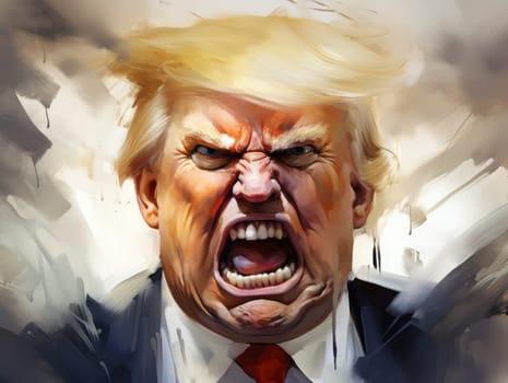 Caricature of angry former US president Donald Trump. Making America Great Again