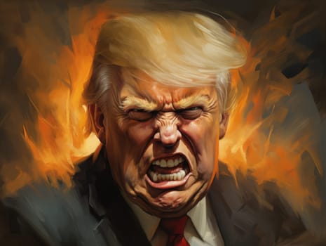 Caricature of angry former US president Donald Trump. Making America Great Again