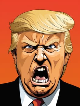 Caricature of angry former US president Donald Trump. Making America Great Again