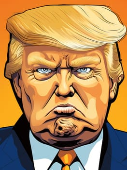 Caricature of angry former US president Donald Trump. Making America Great Again