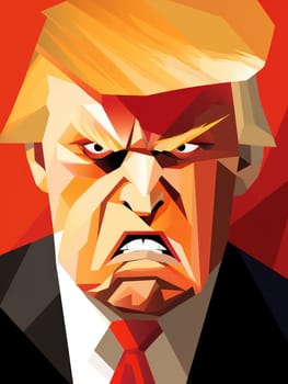 Caricature of angry former US president Donald Trump. Making America Great Again