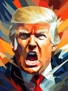 Caricature of angry former US president Donald Trump. Making America Great Again