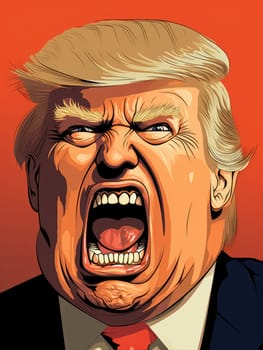 Caricature of angry former US president Donald Trump. Making America Great Again