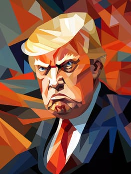 Caricature of angry former US president Donald Trump. Making America Great Again