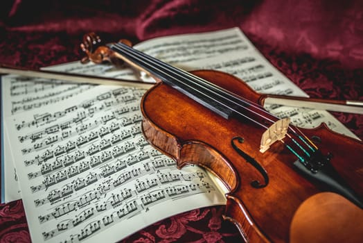 Beautiful violin and note sheets