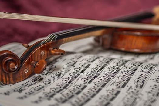 Beautiful violin and note sheets