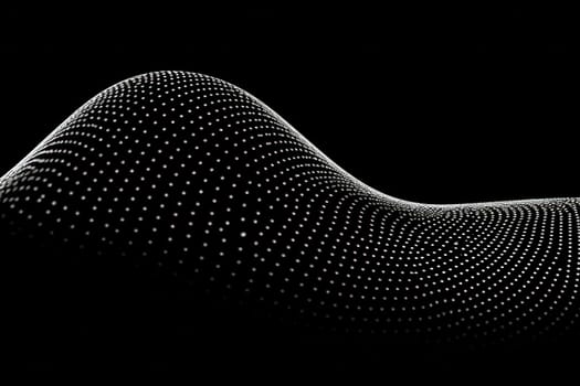 Abstract Particle Flow: Dynamic Digital Wave on Black Background