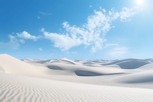 sand dunes blue sky and fluffy clouds. High quality photo